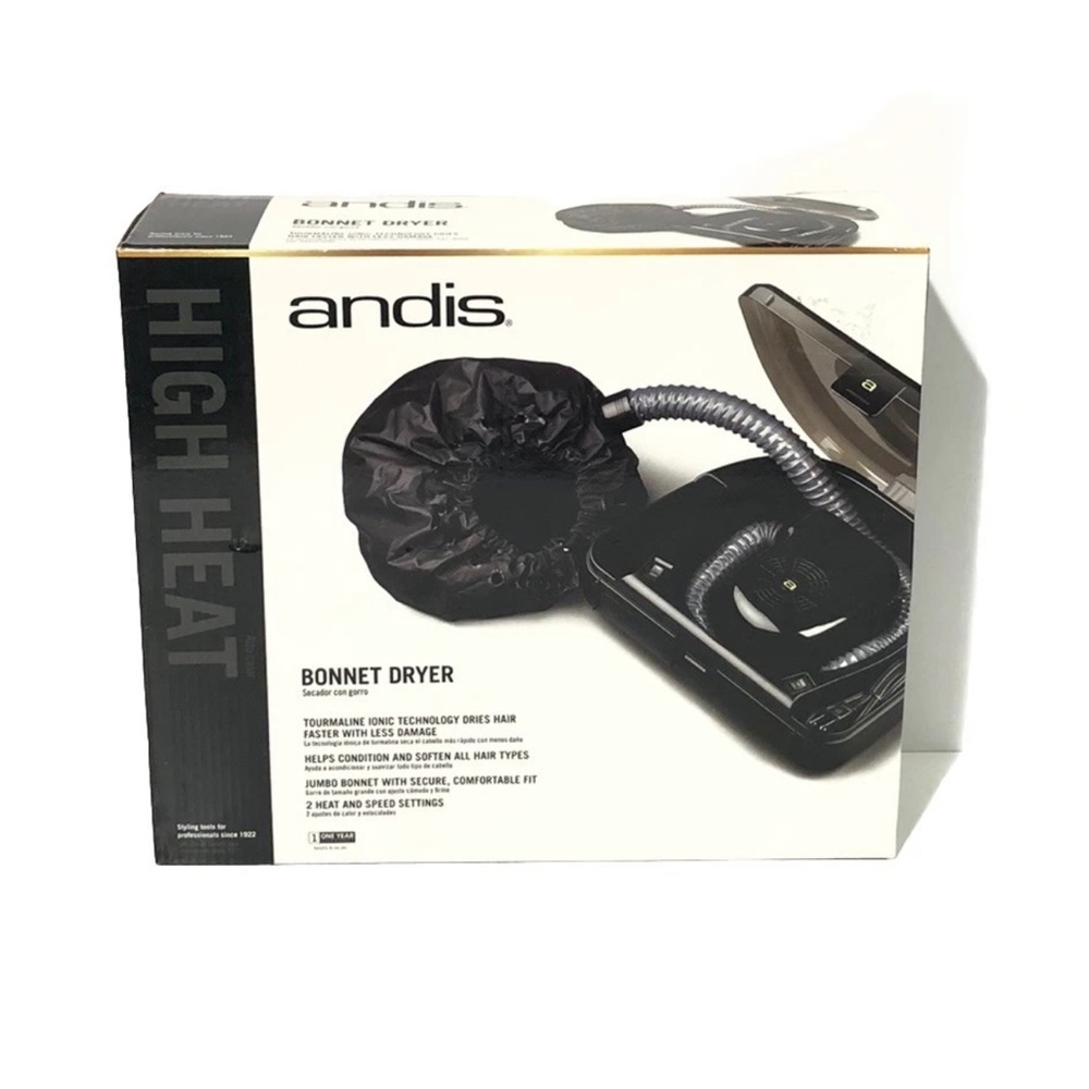 Andis Ionic Bonnet Dryer 80610 Jumbo Bonnet 40" Hose Storage Case 2-speed